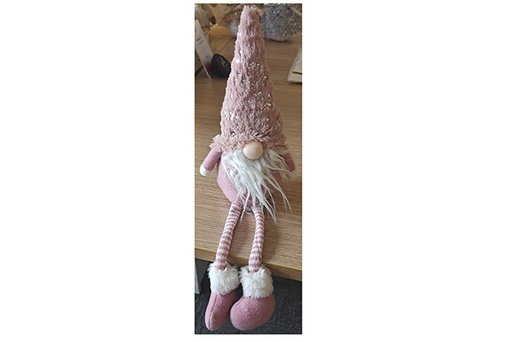 [122192] Pink/blue Christmas gnome with dangling legs 50 cm