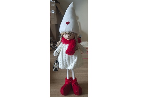 [122196] Pink/blue Christmas gnome with dangling legs 50 cm