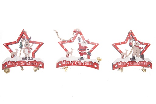 [122280] Wooden star pendant for Christmas decoration 10,5 cm