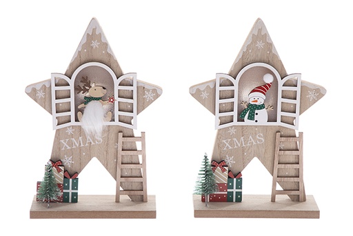 [122290] Papa noel subir ventana madera para decoracion navidad 21cm