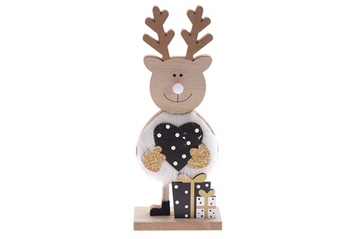 [122291] Renne en bois pour décoration de Noël 30cm