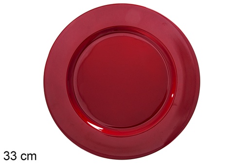 [122345] Assiette rouge peu brillante 33 cm