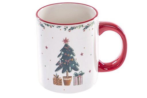 [122402] Caneca de cerâmica natalina decorada com árvore 300 ml
