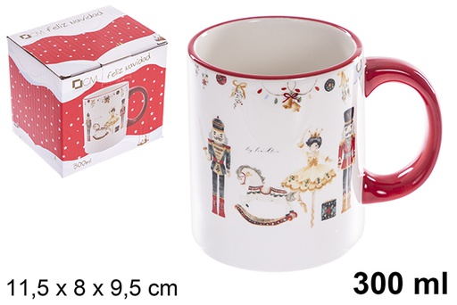 [122407] Tazza natalizia in ceramica decorata schiaccianoci 300 ml