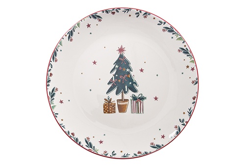 [122408] Ceramic Christmas tray decorated Tree 31cm