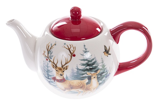 [122418]  Ceramic teapot Christmas decorated Deer 950 ml