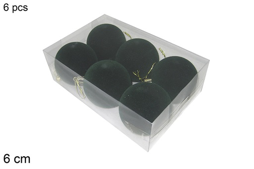 [122446] Pack 6 bolas de Natal de veludo verde 6 cm