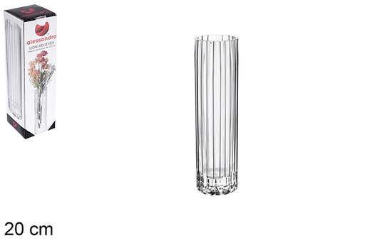 [122465] Lion relief glass vase 20 cm