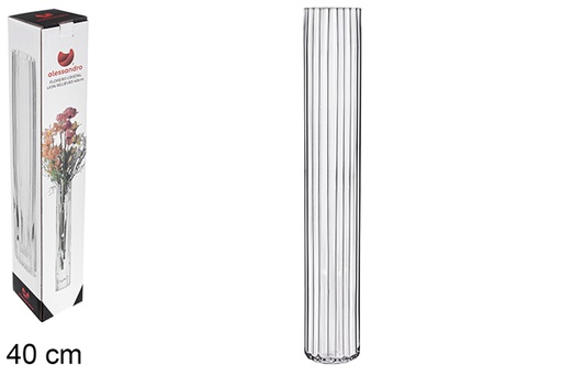 [122467] Vase en verre relief lion 40 cm