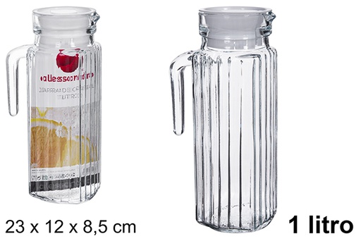 [122487] Brocca per acqua in vetro coperchio bianco 1 litri