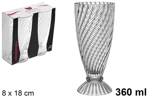 [122513] Pack 2 tall iced glass glasses 360 ml