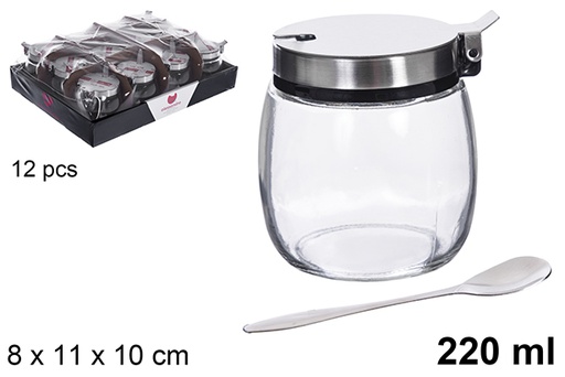 [122523] Sucrier en verre et acier 220 gr.