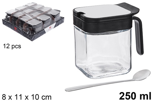 [122524] Azucarero de cristal y acero 250 gramos