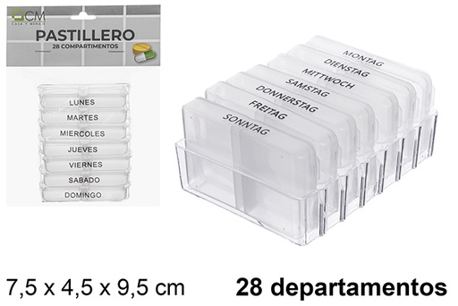 [122527] Pilulier plastique 28 compartiments hebdomadaires 