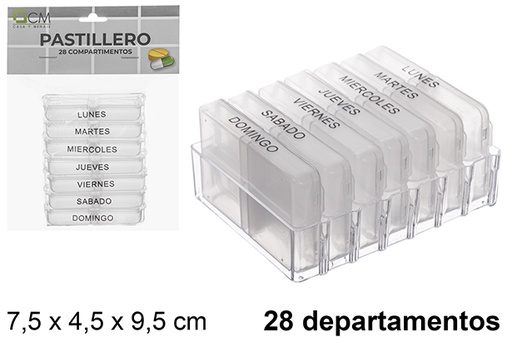 [122527] Plastic pill box 28 weekly compartments  