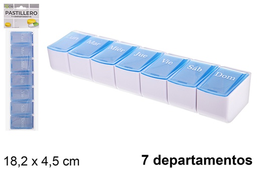 [122533] Portapillole in plastica 7 reparti settimanali 18,2x4,5 cm