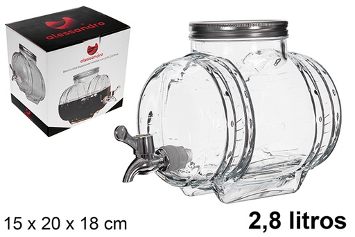 [122540] Distribuidor de bebidas Barril cristal com torneira 2,8 l.