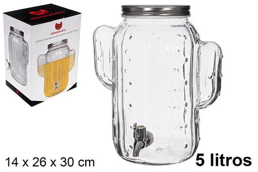 [122541] Distributeur de boissons en verre Cactus avec robinet 5 l.
