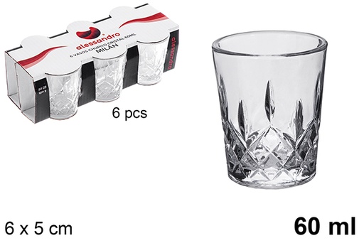 [122542] Pack 6 copos de cristal Milán  60 ml