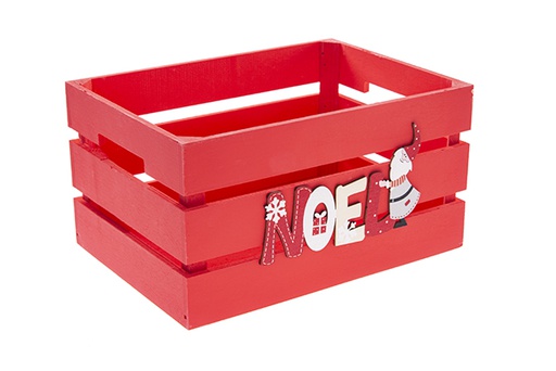 [122558] Caja madera roja decorada Noel 28x20x15cm