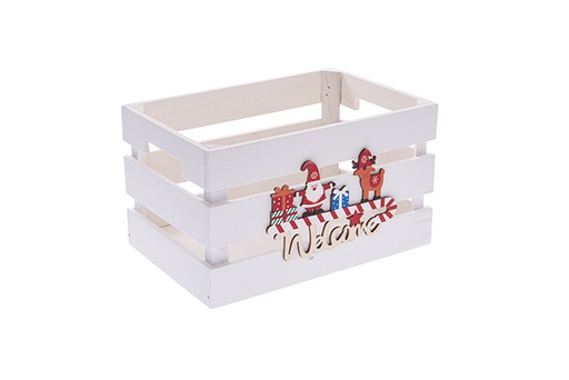 [122563] Caja madera blanca decorada Welcome 24x16x14cm