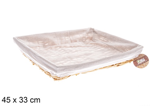 [122581] Cesto retangular de vime cor mel com tecido 45x33 cm