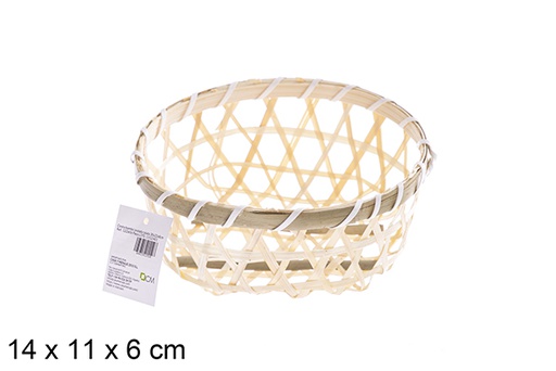 [122602]  Oval openwork bamboo basket 23 cm