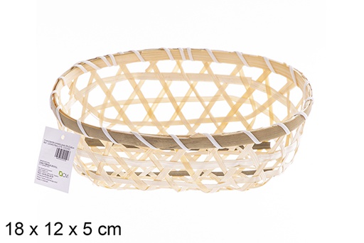 [122605] Panier bambou ovale ajouré 18x12x5cm