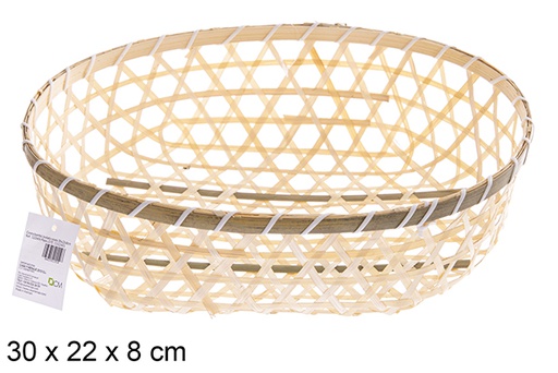 [122606] Oval openwork bamboo basket 30x22x8cm