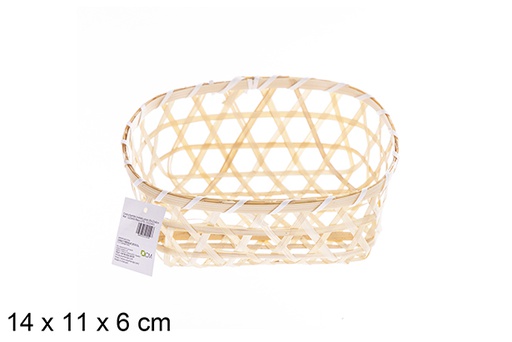 [122607] Cesta bambú rectangular calada 14x11x6 cm