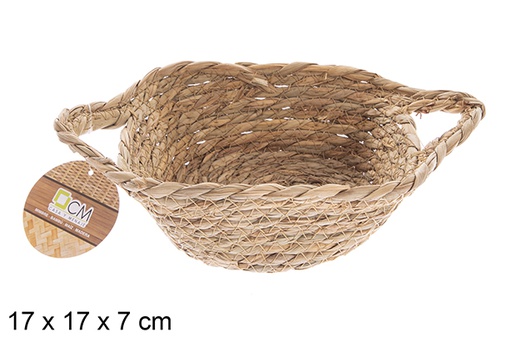 [122610] Natural square seagrass basket with handles 17x17x7 cm