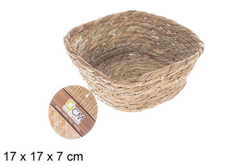[122614] Panier en jonc de mer carré naturel 17x17x7 cm