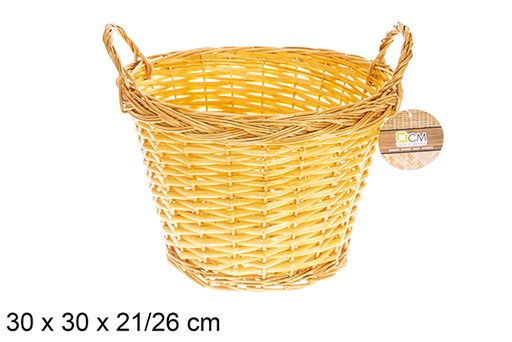 [122616] Cesta mimbre redonda miel con asas 30x30x21/26 cm