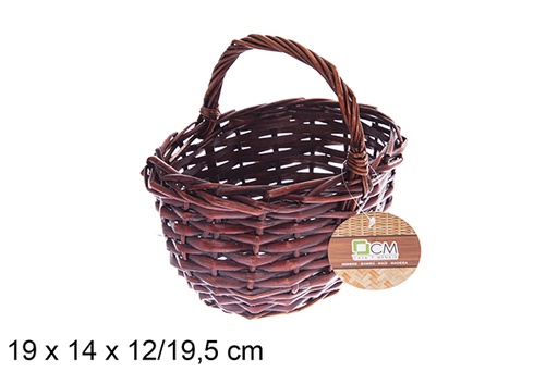 [122621] Cesta mimbre ovalada caoba con asa 19x14x12/19,5 cm