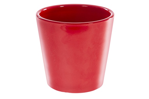 [122644] Pot en céramique rouge de Noël 16cm