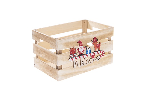 [122653] Caja madera blanca decorada Welcome 24x16x14cm