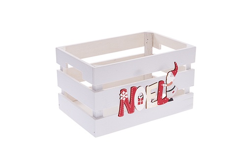 [122657] White wooden box decorated with Noel 28x20x15cm