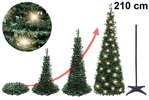 [122664] Sapin de Noël pliable avec lumières LED USB 210 cm
