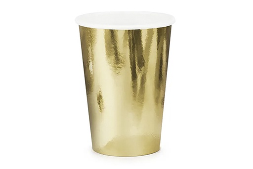 [122669] Pack 6 vasos papel color oro Navidad 260 ml