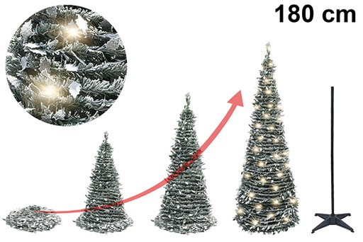 [122702] Sapin de Noël enneigé pliable avec lumières LED USB 180 cm
