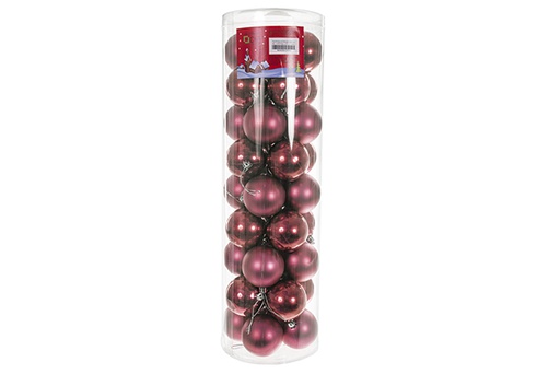 [122718] Pack 36 bolas burdeos brillo/mate cilindro 6 cm