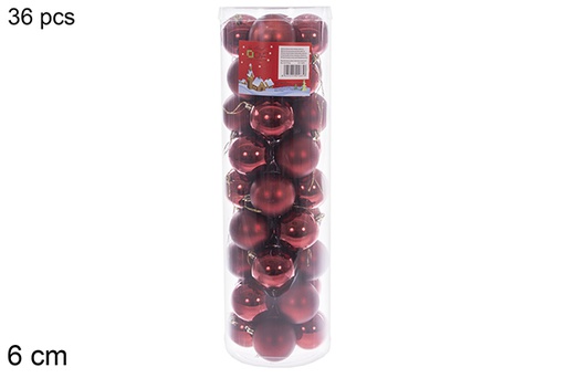 [122718] Pack 36 burgundy glossy/matte balls cylinder 6 cm