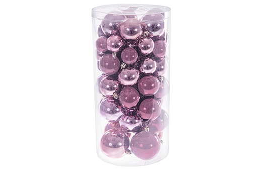 [122725] Pack 46 boules cylindriques assorties en or rose brillant/mat