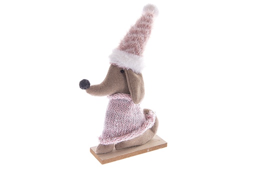 [122768] Figura perro Navidad con gorro 24 cm