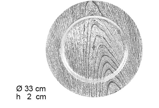 [122784] Sottopiatto in legno argento 33 cm  