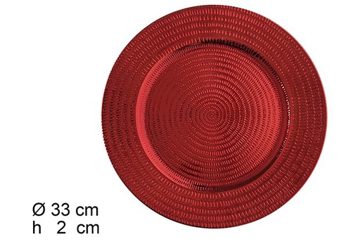 [122793] Red charger plate with waves 33 cm  