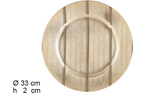 [122809] Sous assiette à rayures dorées 33 cm 