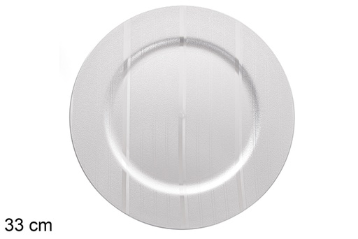 [122810] Sottopiatto con righe argento 33 cm