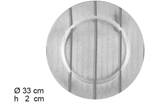 [122810] Sous assiette à rayures argentées 33 cm