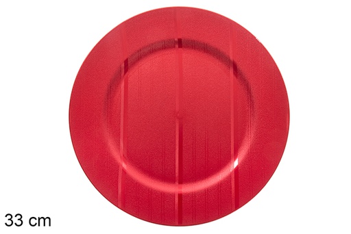 [122811] Sous-assiette rouge à rayure 33 cm 